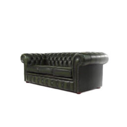 Chesterfield 3 Seater Antiquen Green Real Leather Tufted Buttoned Sofa In Classic Style - thumbnail 4