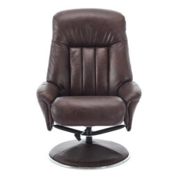 Morris Living The Lyon - Genuine Leather Swivel Recliner Chair & Footstool In Brown - thumbnail 3