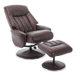 Morris Living The Lyon - Genuine Leather Swivel Recliner Chair & Footstool In Brown - thumbnail 5