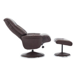 Morris Living The Lyon - Genuine Leather Swivel Recliner Chair & Footstool In Brown - thumbnail 7
