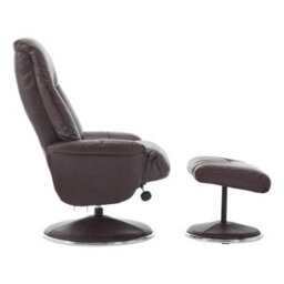 Morris Living The Lyon - Genuine Leather Swivel Recliner Chair & Footstool In Brown - thumbnail 6