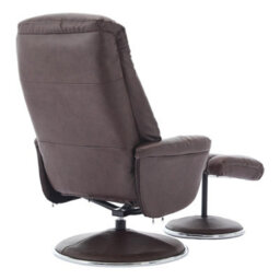 Morris Living The Lyon - Genuine Leather Swivel Recliner Chair & Footstool In Brown - thumbnail 8