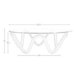 Angel Cerda Elegant Round Tempered Glass Coffee Table With Walnut Legs - thumbnail 7