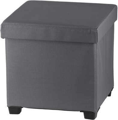 Simpa Dark Grey Folding Storage Ottoman Foot Rest Stool - 38Cm (H) X 38Cm (W) X 38Cm (L) - image 1