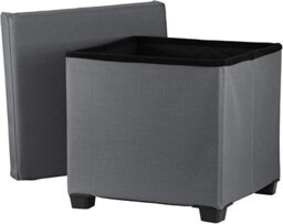 Simpa Dark Grey Folding Storage Ottoman Foot Rest Stool - 38Cm (H) X 38Cm (W) X 38Cm (L) - thumbnail 3