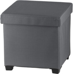Simpa Dark Grey Folding Storage Ottoman Foot Rest Stool - 38Cm (H) X 38Cm (W) X 38Cm (L)