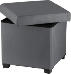 Simpa Dark Grey Folding Storage Ottoman Foot Rest Stool - 38Cm (H) X 38Cm (W) X 38Cm (L) - thumbnail 2