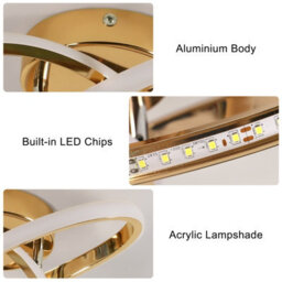 Pheashine Gold Aluminium Clover Led Flush Mount Ceiling Light 30W Cool White 6500K For Bedroom,kitchen,hallway,living Room - thumbnail 4