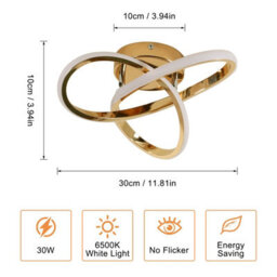 Pheashine Gold Aluminium Clover Led Flush Mount Ceiling Light 30W Cool White 6500K For Bedroom,kitchen,hallway,living Room - thumbnail 3