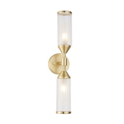Luminosa Lighting Luminosa Trieste 2 Light Wall Lamp Satin Brass Plate With Clear & Frosted Glass - image 1