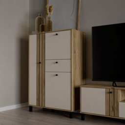 Furniture To Go Grafton 3 Door 1 Drawer Cabinet In Cream And Oak - thumbnail 6
