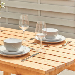 Off The Grain Wooden Garden Table And Bench Set - 180Cm Length With Two Benches - Minimal Assembly Required - thumbnail 4