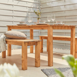 Off The Grain Wooden Garden Table And Bench Set - 180Cm Length With Two Benches - Minimal Assembly Required - thumbnail 3