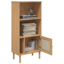 Walplus Bookcase Senja Rattan Look Brown 60X35X130 Cm Solid Wood Pine - thumbnail 4