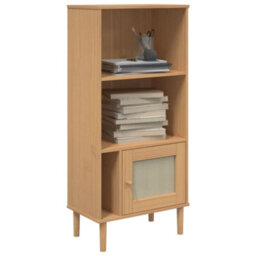 Walplus Bookcase Senja Rattan Look Brown 60X35X130 Cm Solid Wood Pine - thumbnail 3