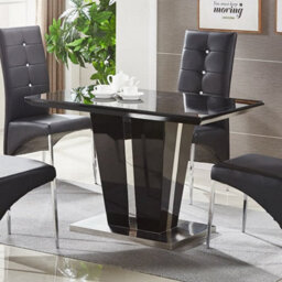 Furniture in Fashion Memphis Small High Gloss Dining Table In Black With Glass Top