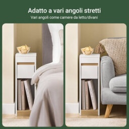 Sobuy Fbt163-Nw,narrow Bedside Table Nightstands With Removable Top And Drawer 20Cm Wide Side Table,w20Xd35Xh60 - thumbnail 2