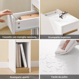 Sobuy Fbt163-Nw,narrow Bedside Table Nightstands With Removable Top And Drawer 20Cm Wide Side Table,w20Xd35Xh60 - thumbnail 4