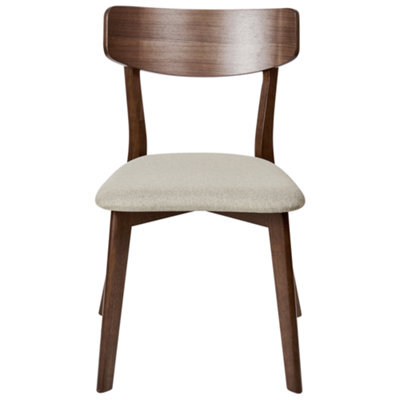 Wyld And Coco Timberline Armless Retro Dining Chairs Set Of 2 - Brown Rubberwood, Beige Padded Seats - image 1