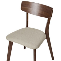 Wyld And Coco Timberline Armless Retro Dining Chairs Set Of 2 - Brown Rubberwood, Beige Padded Seats - thumbnail 6
