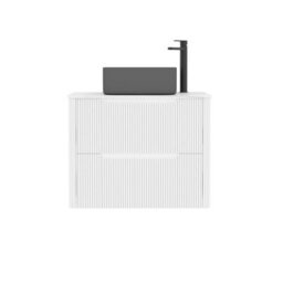 Royal Bathrooms Avenza 600mm Matt White Wall Hung Bathroom Countertop Vanity Unit 2 Drawer With Art Square Basin - thumbnail 6