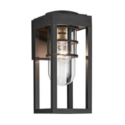 Luminosa Lighting Elstead Kichler Hone Small Outdoor Wall Lantern Classic Textured Black Ip44 1X E27 - thumbnail 1