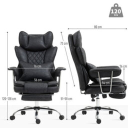 Black Home Office Chair, Leathaire Desk Chair With Lumbar Support Pillow - thumbnail 2