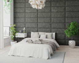 Aspire Easymount Wall Mounted Upholstered Panels, Modular Diy Headboard In Kimiyo Linen Fabric, Granite (Pack Of 2) - thumbnail 3
