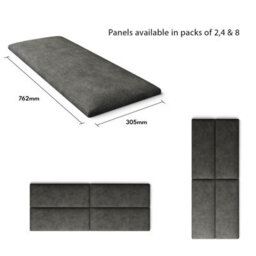 Aspire Easymount Wall Mounted Upholstered Panels, Modular Diy Headboard In Kimiyo Linen Fabric, Granite (Pack Of 2) - thumbnail 5