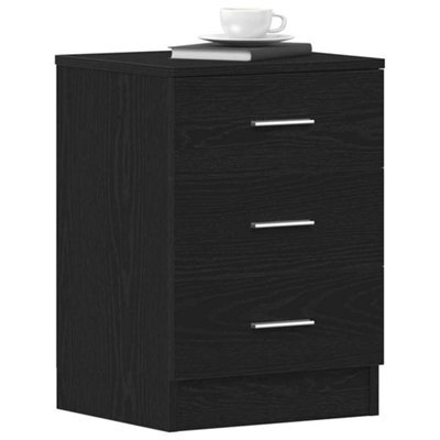 Berkfield Durable Bedside Cabinet Black Oak 38X35X55 Cm Engineered Wood - image 1