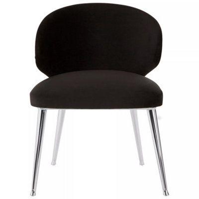 Orsina Black Velvet Dining Chair, Accent Dining Chair For Living Room, Upholstered Velvet Chair With Curved Back - image 1