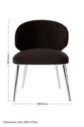 Orsina Black Velvet Dining Chair, Accent Dining Chair For Living Room, Upholstered Velvet Chair With Curved Back - thumbnail 8