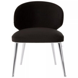 Orsina Black Velvet Dining Chair, Accent Dining Chair For Living Room, Upholstered Velvet Chair With Curved Back - thumbnail 1