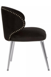 Orsina Black Velvet Dining Chair, Accent Dining Chair For Living Room, Upholstered Velvet Chair With Curved Back - thumbnail 3
