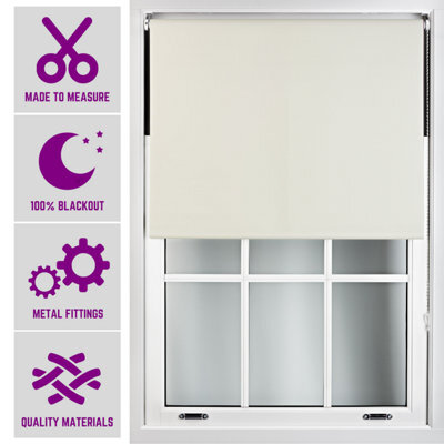 Furnished Made To Measure Blackout Roller Blinds With Metal Fittings - Cream Blind For Home And Office (W)60Cm (L)165Cm
