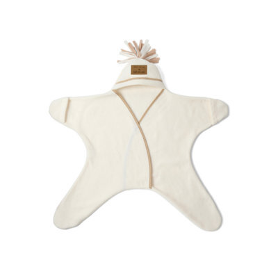 Clair De Lune Cream Star Fleece Wrap Blanket 0-6 Months