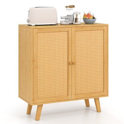 Costway Bamboo Buffet Cabinet Boho Sideboard Storage Cabinet-Natural - image 1