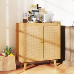 Costway Bamboo Buffet Cabinet Boho Sideboard Storage Cabinet-Natural - thumbnail 8