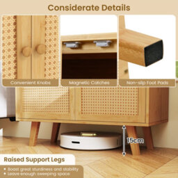 Costway Bamboo Buffet Cabinet Boho Sideboard Storage Cabinet-Natural - thumbnail 6