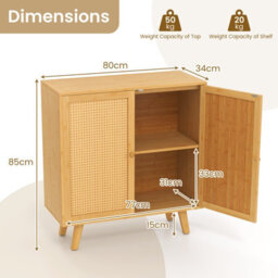 Costway Bamboo Buffet Cabinet Boho Sideboard Storage Cabinet-Natural - thumbnail 2