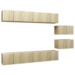 Berkfield Tv Cabinets 8 Pcs Sonoma Oak Engineered Wood - thumbnail 2