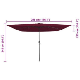 Berkfield Modern Garden Parasol Red, Black 295 X 295 X 245 Cm Polyester, Steel - thumbnail 8