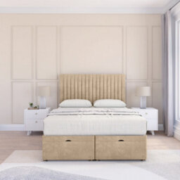 "Sloomy Manhattan Almond Coniston 5Ft Ottoman Bed End Opening With Sprung Memory Mattress & 26"" Headboard-King" - thumbnail 2