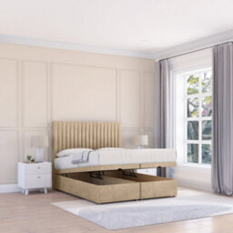 "Sloomy Manhattan Almond Coniston 5Ft Ottoman Bed End Opening With Sprung Memory Mattress & 26"" Headboard-King" - thumbnail 1