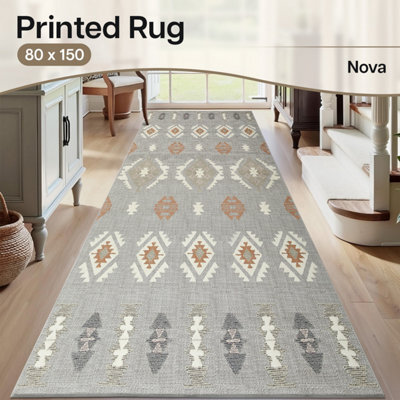 Ameha Non Slip Printed Hallway Runner Rug Kitchen Large Floor Soft Touch Mats Geometric Carpets(Nova, 80X150 Cm) - image 1