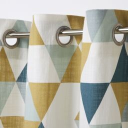 GoodHome Rima Blue, Grey & Mustard Triangle Unlined Eyelet Curtain (W)167Cm (L)228Cm, Single - thumbnail 2