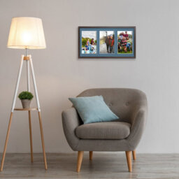 AK Frames 40X20Cm Walnut Sleek Multi Photo Frame With Pompadour Mount - Holds 3 Apertures (3X) 6X4 Photos - thumbnail 3