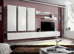 Arte Fly E1 White Gloss Entertainment Unit 320Cm - Modular Media Wall For Tvs Up To 75 Inch