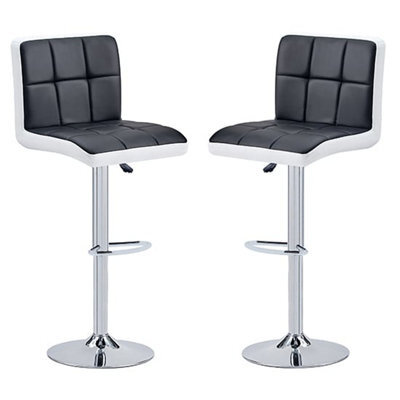 Furniture in Fashion Copez Black And White Faux Leather Bar Stools In Pair - image 1