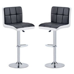 Furniture in Fashion Copez Black And White Faux Leather Bar Stools In Pair - thumbnail 1